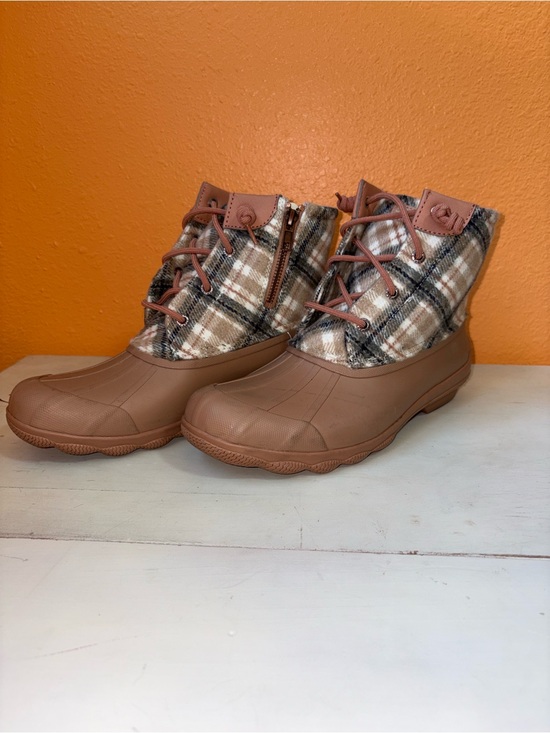 Sperry Shoes - Sperry saltwater plaid duck boots - Cream/Light Tan